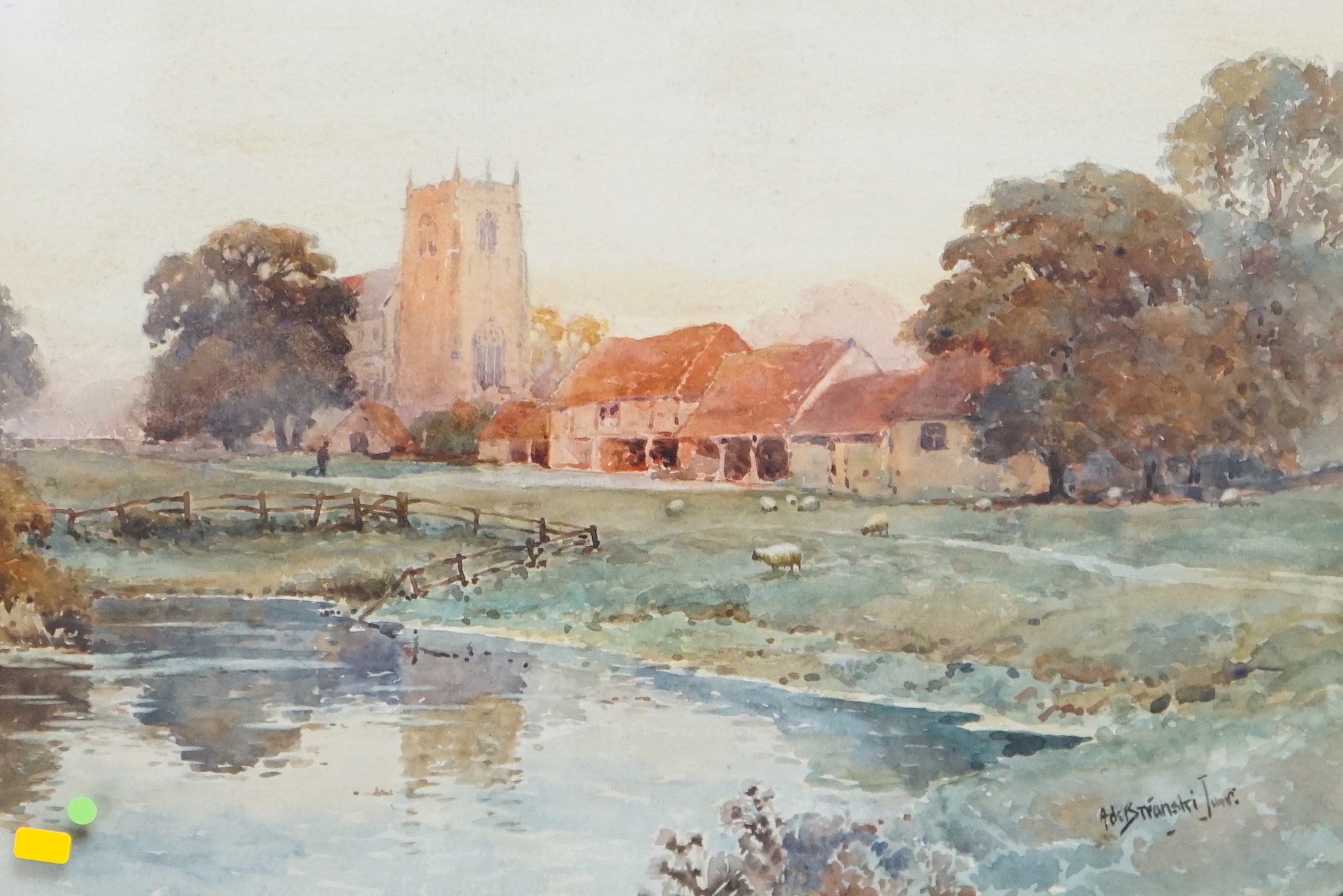 Alfred Fontville de Breanski Jn (1877-1957), watercolour, ‘’Burnham Thorpe Village, Norfolk - Nelson’s Birthplace’’, signed, 27 x 38cm Please note this lot attracts an additional import tax of 5% on the hammer price